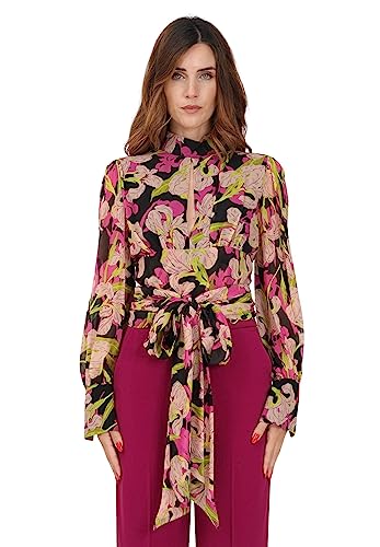 Pinko Detektor Blusa Georgette St. Koszula damska, Zy5_mult.nero/Fuxia, 36