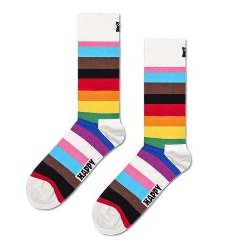 Happy Socks Pride Stripe Sock, Skarpety dla kobiet i mężczyzn, Rosa-Czerwony-Brązowy-Niebieski-Zielony (36-40)