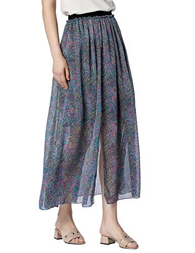 APART Fashion Damska spódnica z nadrukiem, Petrol-Multicolor, 44