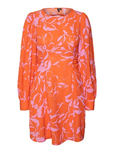 VERO MODA Damska sukienka Vmpolliana Inge Ls Mini Dress WVN Ga, Scarlet Ibis/Aop: polliana, XL