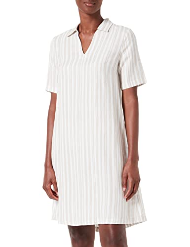 TOM TAILOR Damski lniana sukienka z kołnierzem 1031367, 29553 - Beige Drawn Vertical Stripe, 34