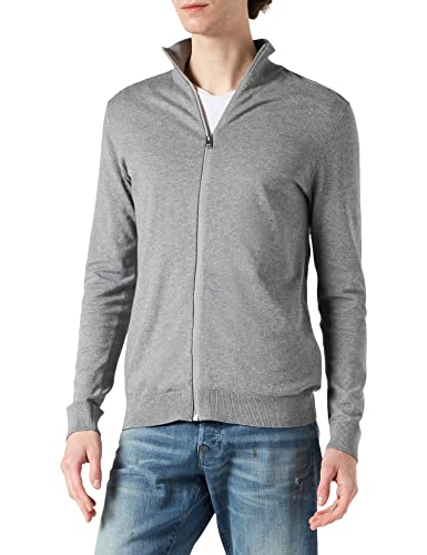 SELECTED HOMME Męska kurtka z dzianiny Zip-up, Medium Grey Melange, XXL