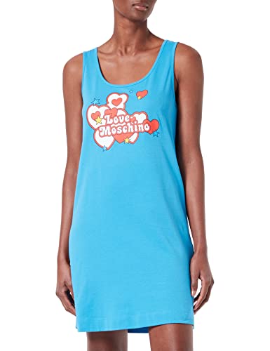 Love Moschino Damska sukienka z nadrukiem serc i gwiazd, jasnoniebieski, 42 PL