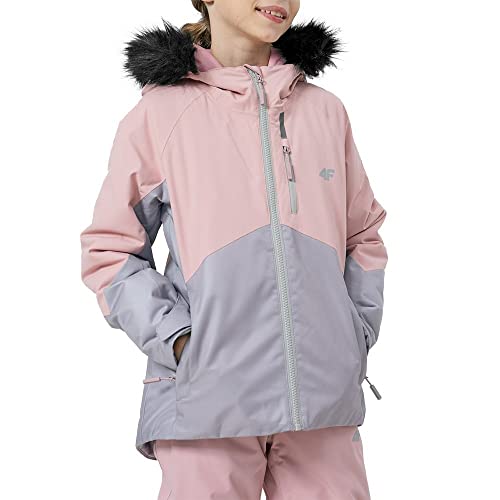 4F JUNIOR Girl'S SKI Kurtka JKUDN003 Technical, Cold Light Grey, 158 dla dziewczynek, COLD LIGHT GREY, 158