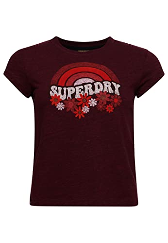 Superdry Koszula damska z nadrukiem, Bright Burgundy Snowy, 32