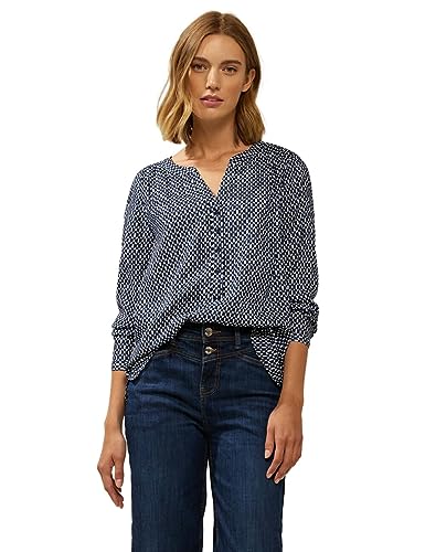 Street One Damska bluzka z wiskozy, Deep Blue Minimal Print, 40