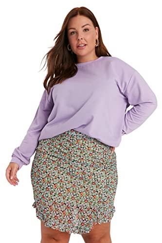 Trendyol Damska damska mini linia A slim fit tkana spódnica plus size, zielona, 42, ZIELONY, 68