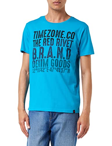 Timezone Red Rivet Koszulka męska, Niebieski (Maledives Blue 3659), S
