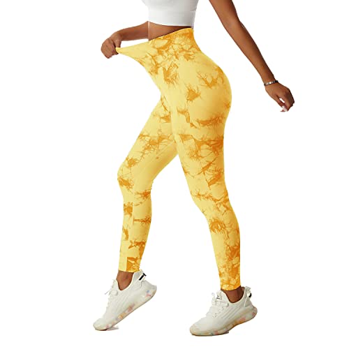 EULLA Leggins Joga Kobieta Spodnie Sportowe Joga Kobiety Legginsy Damskie Fitness Miękkie Elastyczne, 04 Żółty, L
