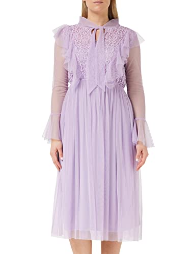 Frock and Frill Damska sukienka z haftem kwiatowym na specjalne okazje, liliowy, 40