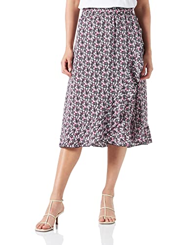 ONLY Damska spódnica Onlcarly Flounce Long Skirt WVN Noos, Czarny/Aop: purple Flora Flower, XXS