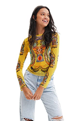 Desigual Damska koszulka z długim rękawem, żółty, XL