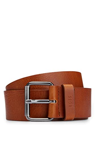 BOSS Męski pasek Serge-GS Sz40 Włoski skórzany z metalową klamrą w kolorze stali, br?zowy, 105 cm