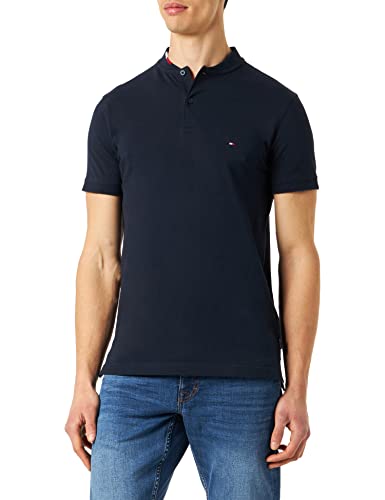 Tommy Hilfiger Męska koszulka polo Mao Collar Logo Slim S/S, Pustynne niebo, S