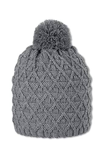 Sterntaler Dziewczęca czapka z pomponem, czapka w romby, srebrny melanż, 55 cm
