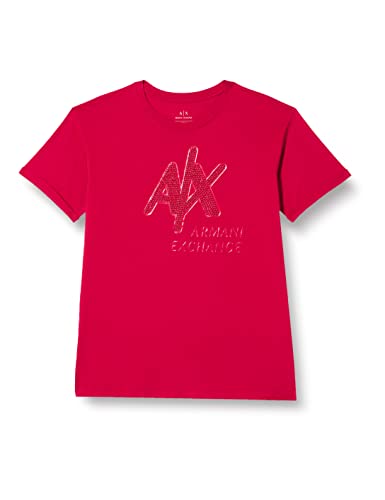 Armani Exchange Koszulka damska zwijana z logo w jednym kolorze, kwiat, rozmiar L, Bloom, L