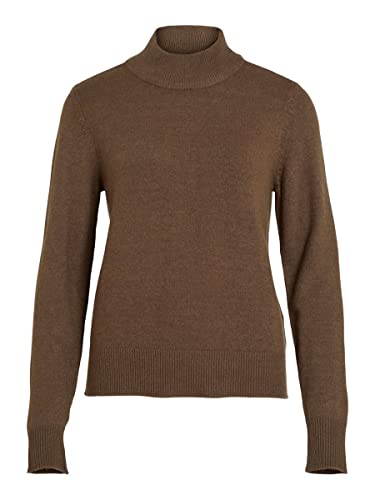 Vila Women's VIRIL Crewneck L/S Knit TOP-NOOS, crocodile/szczegóły: ciemny melanż, L, Crocodile/szczegóły: ciemny melanż, L