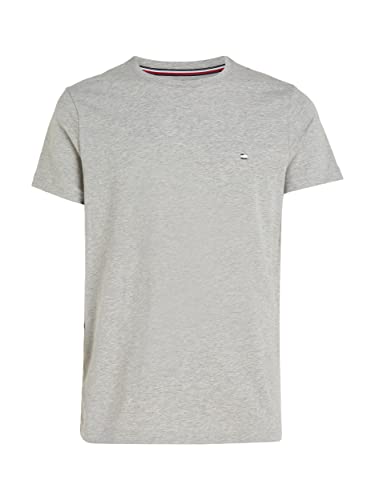 Tommy Hilfiger Męski T-shirt z krótkim rękawem Core Stretch Slim Fit, jasnoszary (Light Grey Heather), XXL