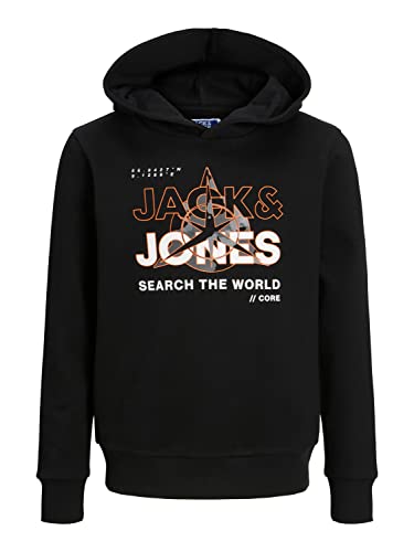 Jack & Jones Junior Chłopięca bluza z kapturem Jcohunt Sweat Hood Jnr, czarny, 140