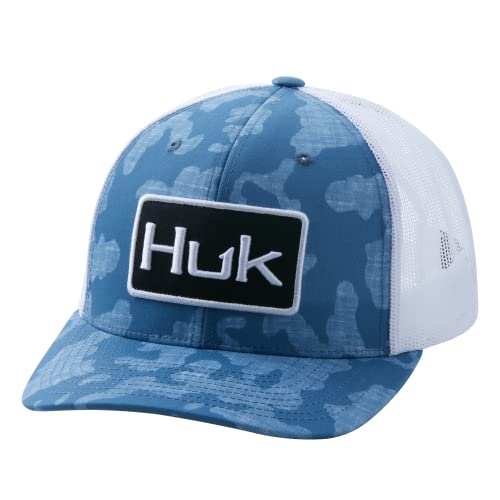 HUK Męska czapka z siateczki Trucker Snapback Hat | Anti-Glare Fishing Hat, Running Lakes – niebieski tytanowy, jeden rozmiar
