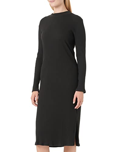 Vila Vibalu damska sukienka z okrągłym dekoltem L/S Midi Noos, czarny, XS