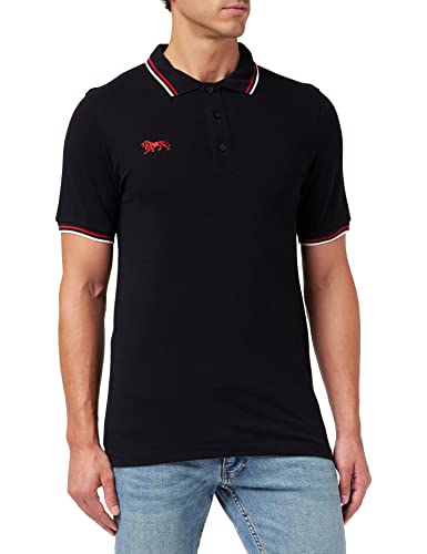 Lonsdale Męska koszulka polo Assington, czarna/czerwona/biała, XL
