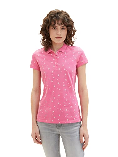TOM TAILOR Damska koszulka polo Basic Slim Fit, 32659 – wzór różowy kwiatowy, XS