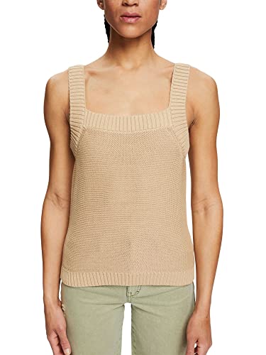 ESPRIT Top z dzianiny bawełnianej, Sand, M