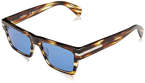 FERRAGAMO SF1086S Męskie okulary, Striped Brown, 54/19/145, Brązowy pasek, 54/19/145