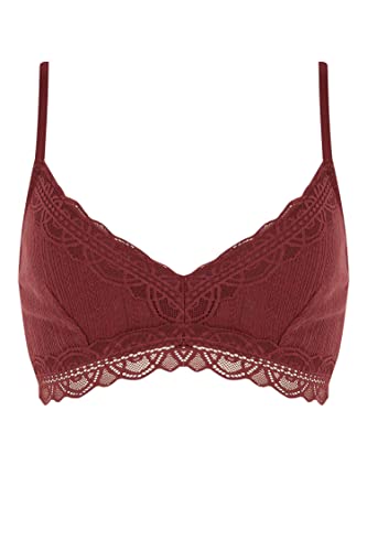 DeFacto Bralette koronkowy biustonosz damski – miękki i oddychający biustonosz (bordowy melanż, 85/B), Bordo melanż, 85B