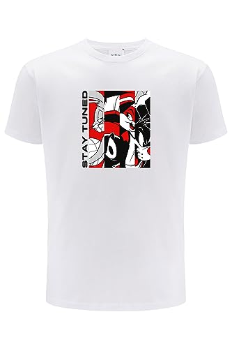 ERT GROUP oryginalny i oficjalnie licencjonowany Looney Tunes biały T-shirt męski wzór Space Jam 018, jednostronny nadruk, Rozmiar S, Space Jam 018 Biały, S