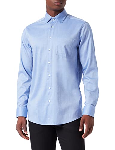 Seidensticker Męska koszula biznesowa, bez prasowania, o prostym kroju, krój regular fit, długi rękaw, kołnierz Kent, 100% bawełna, jasnoniebieski, 47