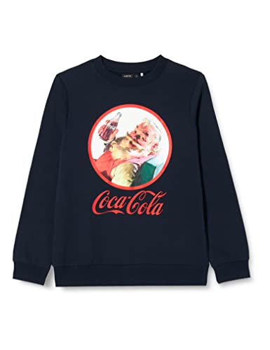 NAME IT Bluza chłopięca Nlmoluf Cocacola Sweat Unb Bfu, Granatowy blezer/szczegóły: okrągły, 152