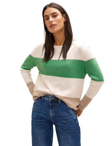 Street One Damski sweter z dzianiny w paski, Fresh Gentle Green Melange, 40