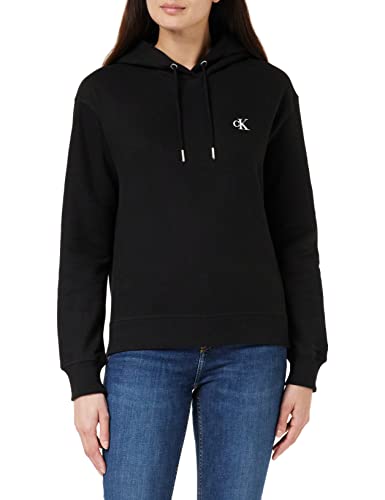 Calvin Klein Jeans Damska bluza z kapturem z haftem Ck, Ck czarny, S