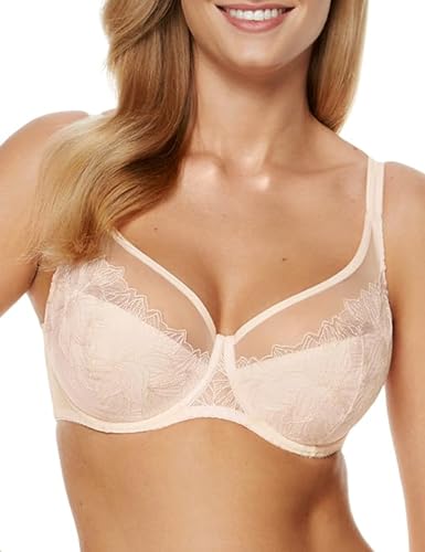 Gorteks Calma-B3 częściowo wyściełany biustonosz, koronkowy biustonosz, Comfort – 75 G, pudrowy róż, różowy pudrowy, 75G