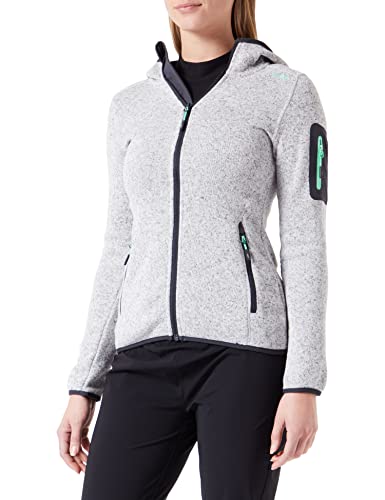CMP Damska kurtka polarowa z kapturem Knit Tech Mélange, Mel-Menta piaskowa, 42