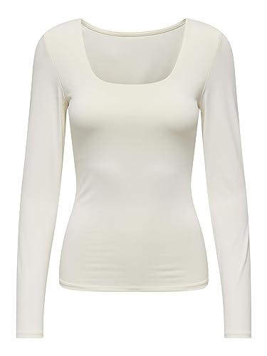 ONLY Onlea L/S Deep Neck Top JRS koszulka z długim rękawem, Cloud Dancer, S