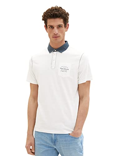 TOM TAILOR Męska koszulka polo, 1038533, biała, XXL, 10332 – Off White, XXL