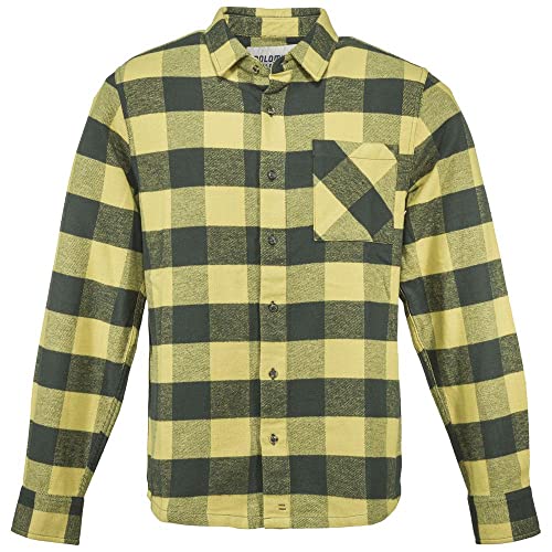 Dolomite Męska koszula biznesowa Camisa MS Flanell Check, Spice Yellow/Tree Green, XXL, Yellow/Tree Green, XXL