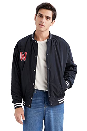 DeFacto Płaszcz męski do odzieży rekreacyjnej - DeFacto płaszcz męski do odzieży wierzchniej (granatowy, S), grantowy