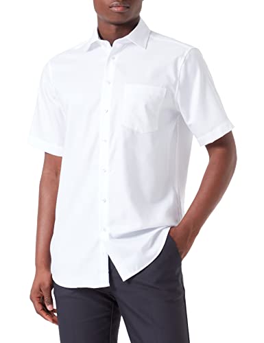 Seidensticker Męska koszula z krótkim rękawem, regularny krój, biała, rozmiar 43, biały, 43