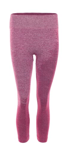 duParc Damskie legginsy sportowe z efektem melanżu, wysoka talia, szybkoschnące, bezszwowe, czerwony, L