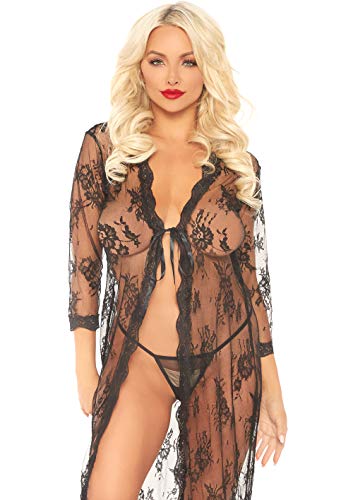Leg Avenue Koronkowy szlafrok i stringi, czarny, XL