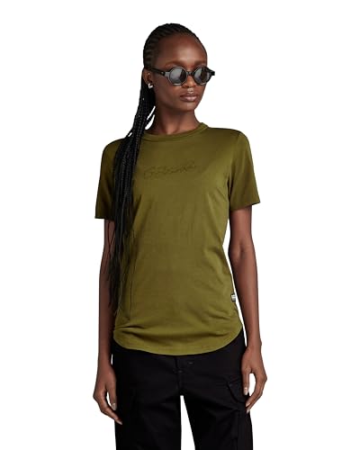 G-STAR RAW Damska koszulka z autografem Slim R T Wmn, Zielony (Dark Olive D24216-4107-c744), L