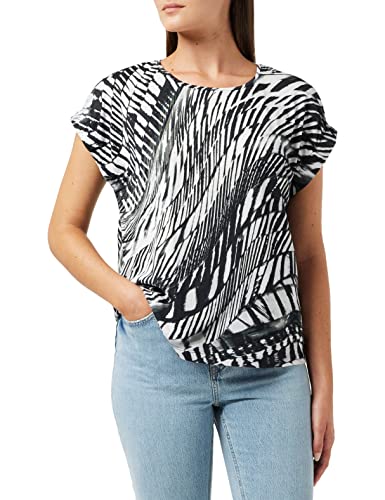 DKNY Damska koszulka z nadrukiem z elastycznymi mankietami, czarno-biały, L