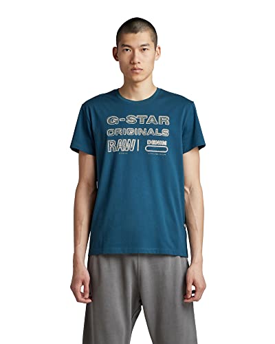 G-STAR RAW T-shirt męski Originals Stamp, Niebieski (Nitro D22378-336-1861), XL