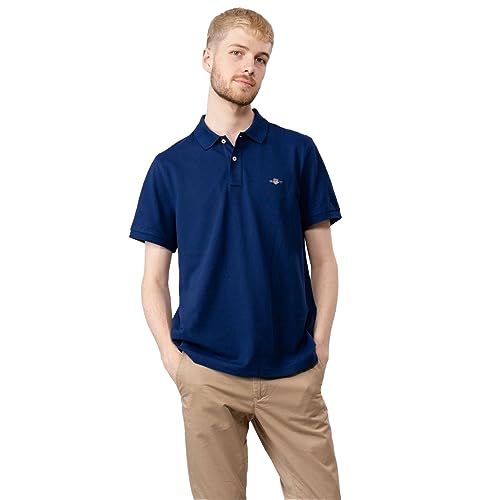 GANT Męska koszulka polo Reg Shield Ss Pique, Rich Navy, L