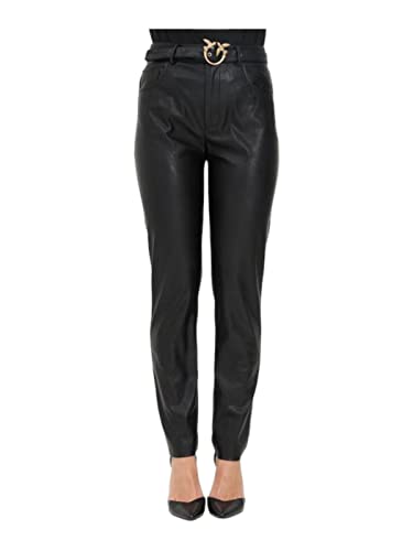 Pinko Damskie spodnie ze skóry Susan 36 Skinny ze skóry, Z99_Black Limousine, 14