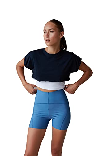 Trendyol Damska odzież sportowa z wysokim stanem skinny fit kurtki motocyklowe legginsy sportowe, NIEBIESKI, S